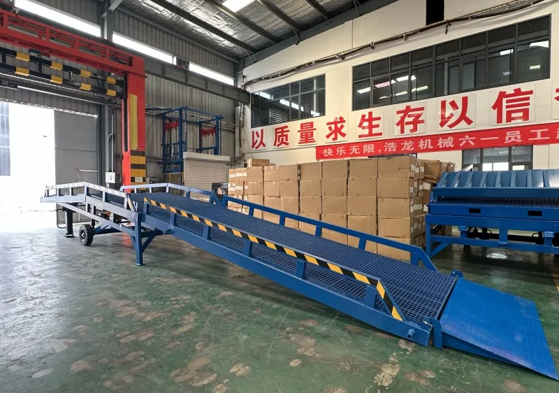 Two-section foldable truck loading dock dock to ground ramp container ramp for forklift exporters