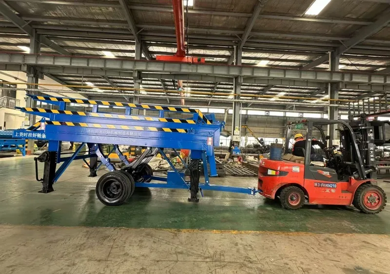 Three-section foldable truck loading dock dock to ground ramp factory