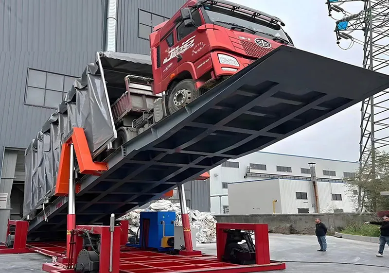 Truck unloading platform  hydraulic flap unloading platform  Hydraulic coal unloading platform